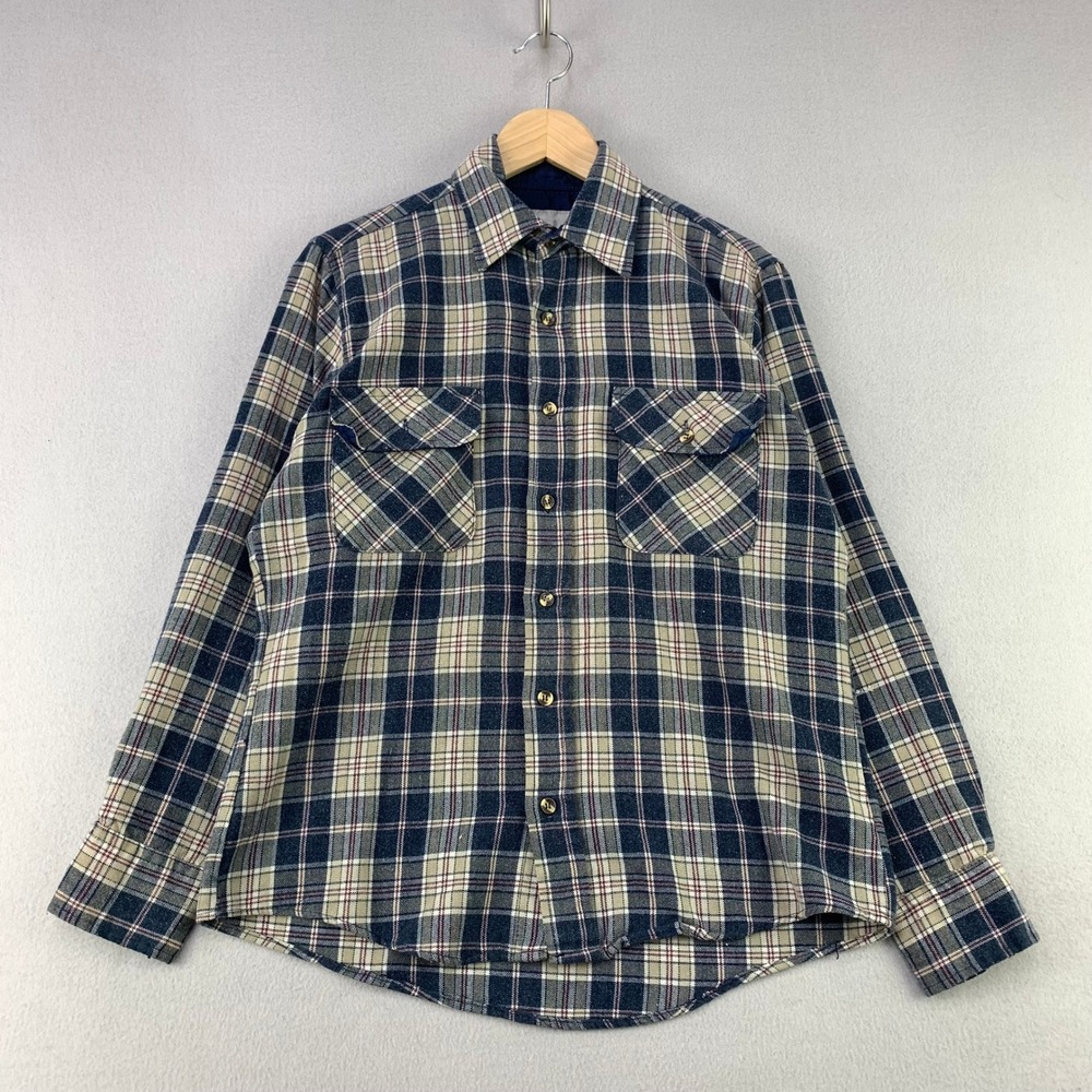 Vintage Emporium-Capwell Flannel Shirt Mens Medium Retro Flap Pocket 70s Hunting
